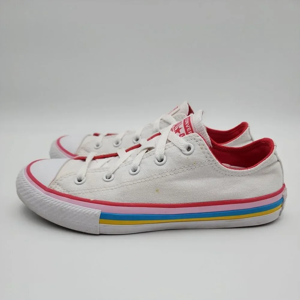 Converse Chuck Taylor All Star Ox Junior Girls Size 3.5 White Pink Sneaker Shoes